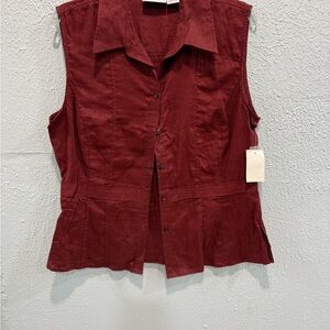 NWT Worthington Sleeveless Maroon Pant Set 100% Linen